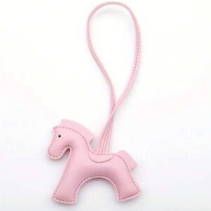 Genuine Leather Pink Horse-Shaped Bag Charm